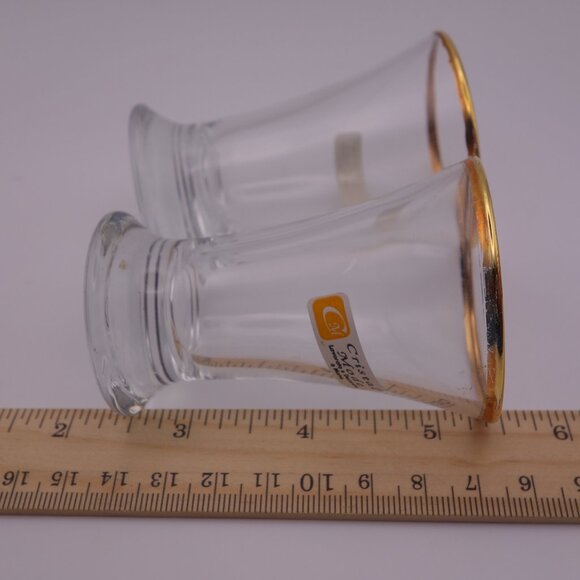Set of Two(2) Crystal Mode Shot Glasses with Gold Rim - Picture 6 of 7